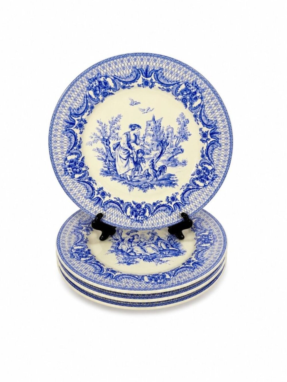 Salad Dessert Plates Set 4 Toile Blue and White Godinger CoDe Jouy  Sunday After